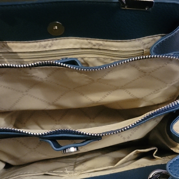 Steve Madden Blue Satchel with Gold Hardware and Detachable Strap - Picture 2 of 3
